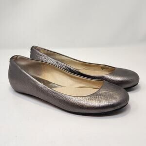 Michael Michael Kors Venus Pewter Metallic Leather Ballet Flats Women Size 8M